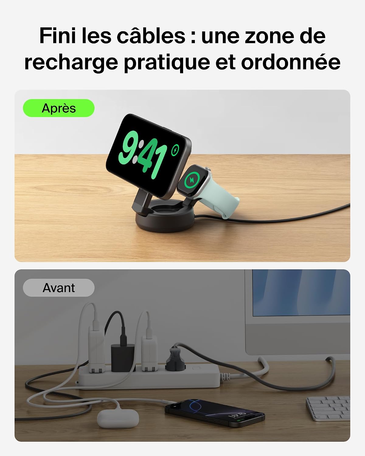 Thumbnail 6 de Belkin UltraCharge Chargeur MagSafe 2-en-1 — Socle Qi2.2 25 W, Aimanté et Pliable (Adaptateur 45 W inclus) Noir
