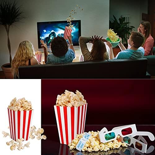 Detalle 2 de Zocipro 1su1102-924 popcornbakjes van karton, rood-wit gestreept, 50 stuks