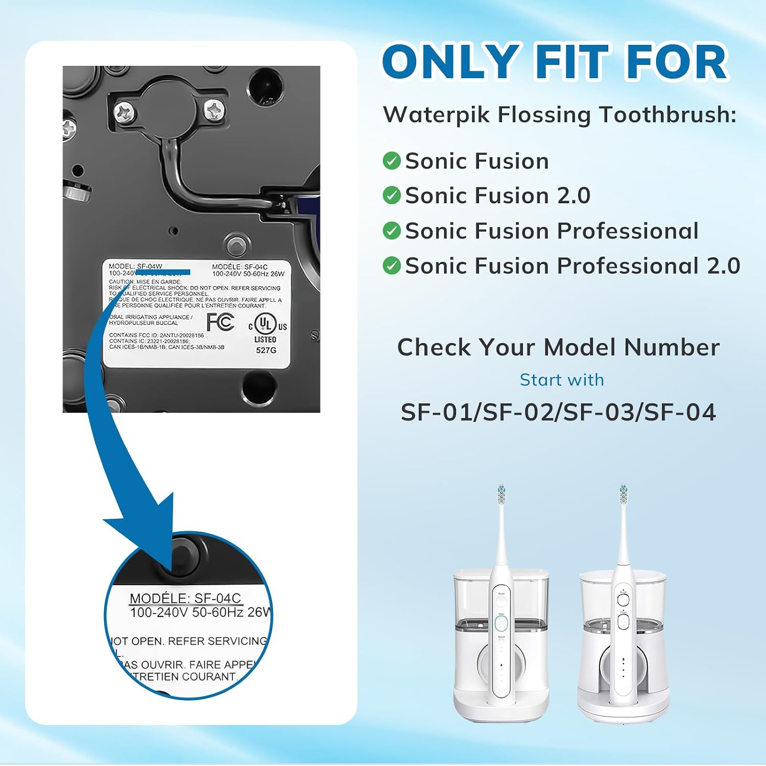 Thumbnail 4 de 6-Pack Replacement Brush Heads for Waterpik Sonic Fusion (SF01–SF04) with DuPont Bristles