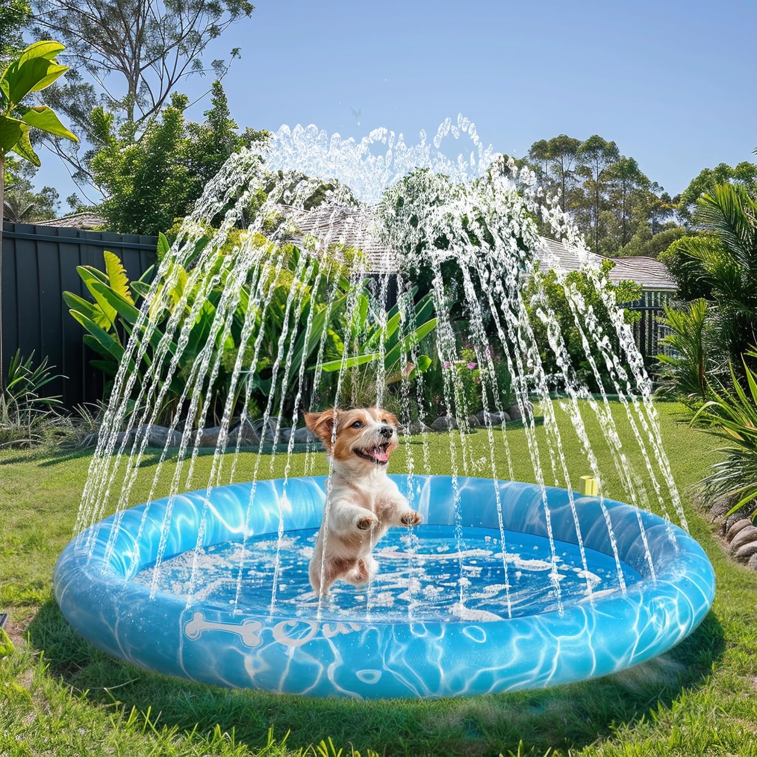 Detalle de ALL FOR PAWS Large Sprinkler Pad Mat (100cm) – Outdoor Dog Cooling Splash Pad