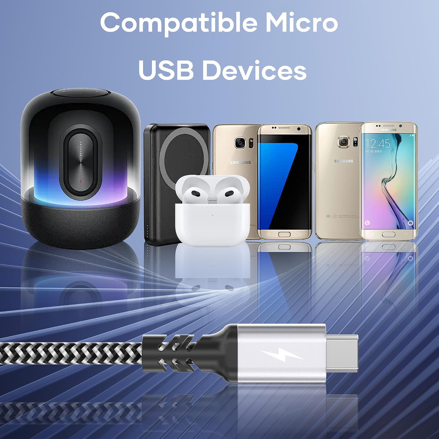 Thumbnail 5 de Micro USB Cable, 2m Nylon Braided Fast-Charging Micro USB Cable for Android Devices