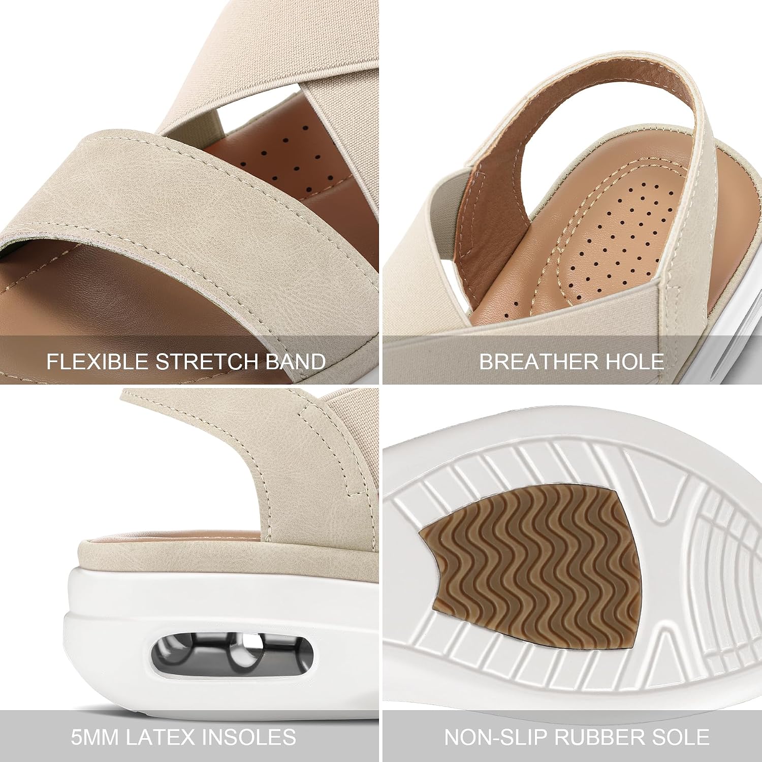 Detalle de mysoft Women's Comfortable Walking Sandals with Air Cushion and Elastic Band