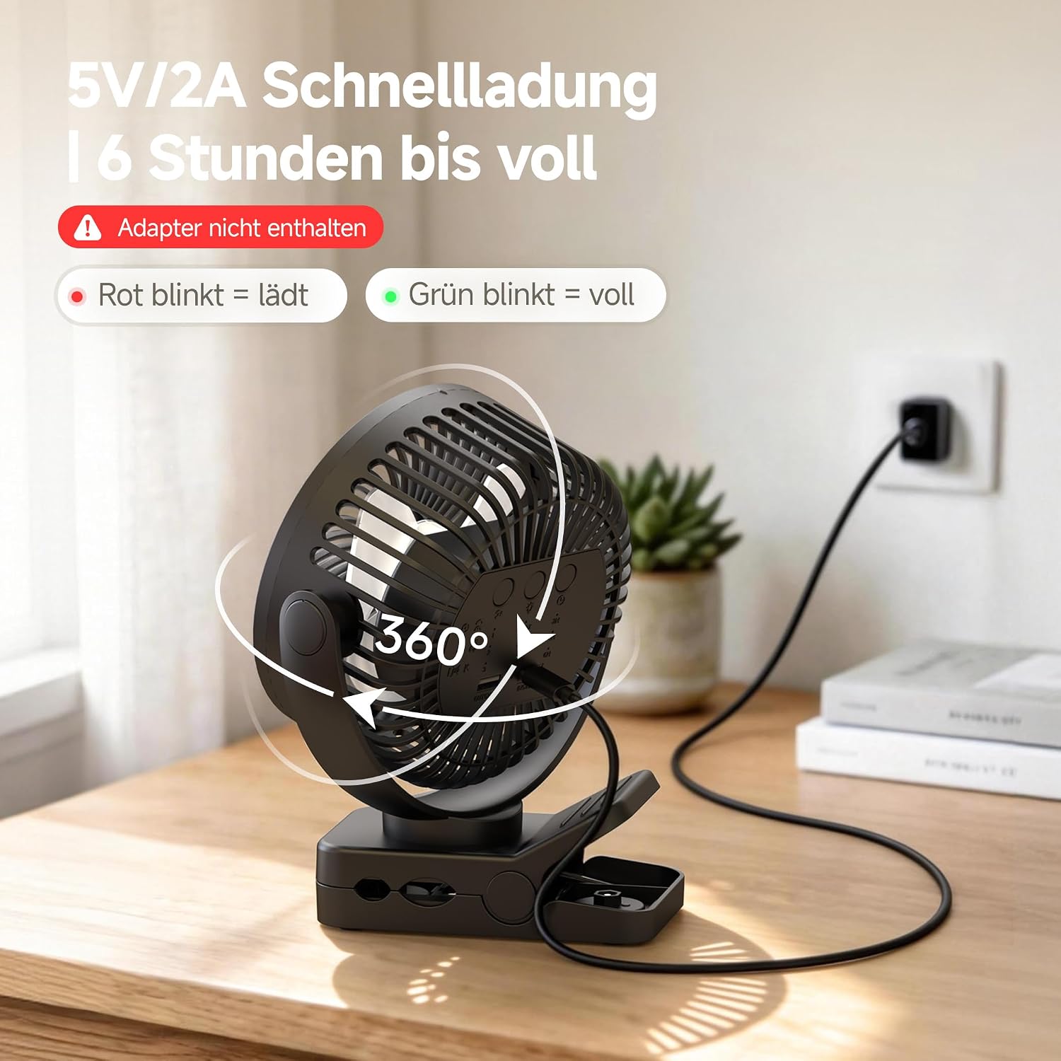 Thumbnail 6 de EasyAcc Portable Clip Fan with Magnetic Base & LED Light — 13000mAh Rechargeable Camping Fan