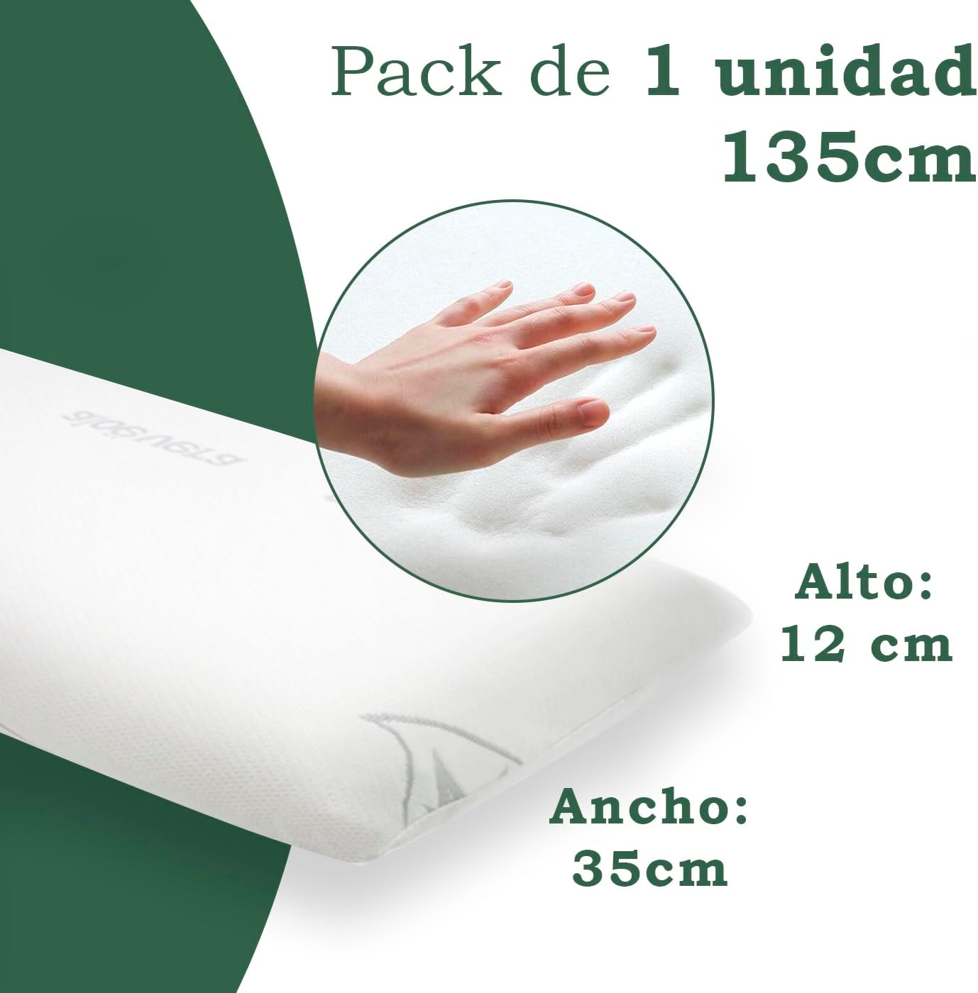 Detalle 2 de Aitsse - Almohada Viscoelástica Ergonómica 💤 con Funda Aloe Vera