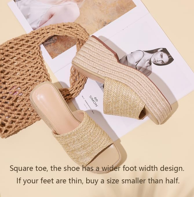 Detalle 2 de EQAUDES Platform Slip-On Espadrille Sandals for Women (Open Toe, Wedge/Flatform)