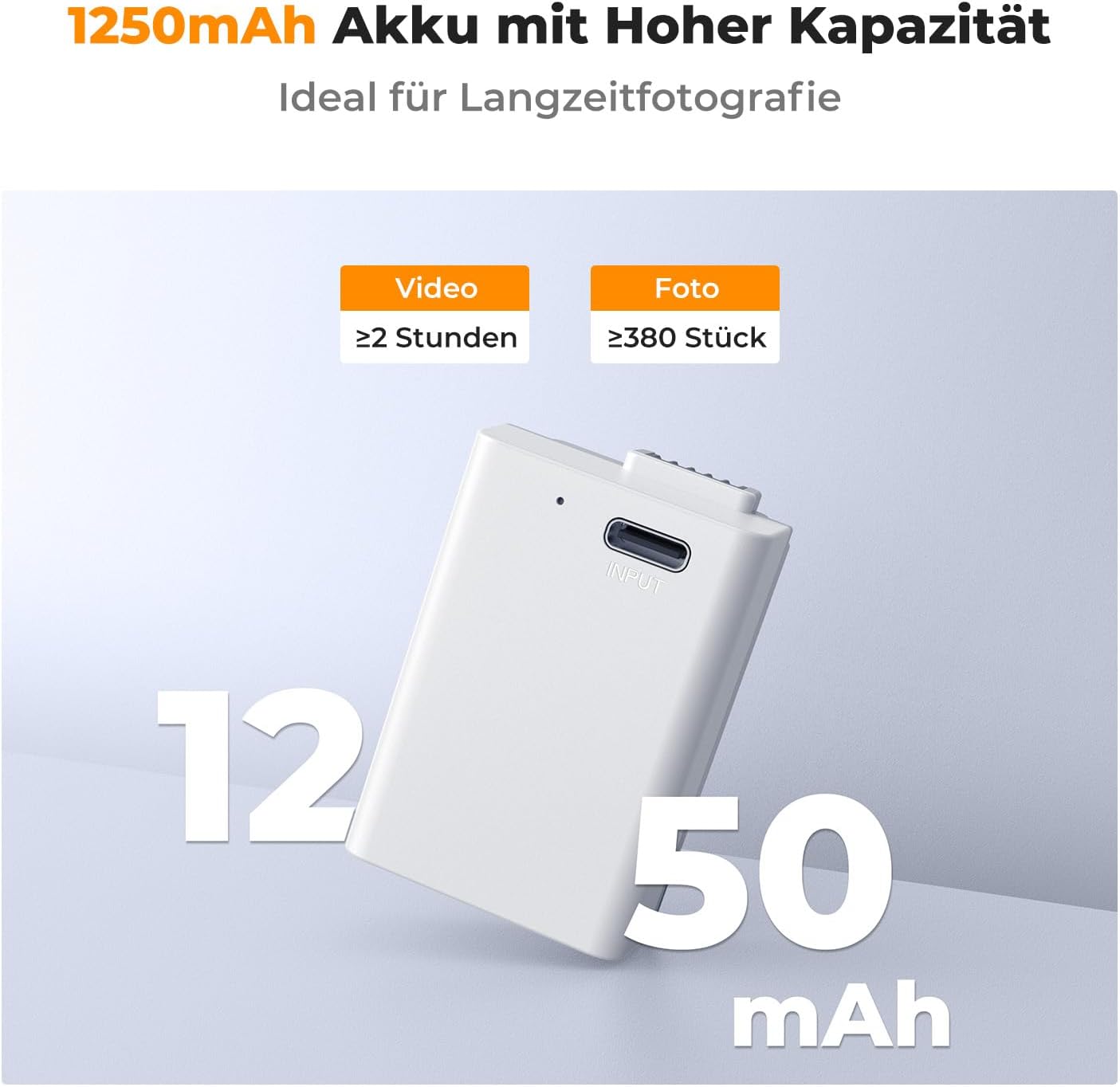 Thumbnail 2 de K&F CONCEPT EN-EL25 1250mAh Akku mit USB-C Direktladeanschluss für Nikon Z30, Z50 und Zfc – Upgrade-Modell Weiß/Grau