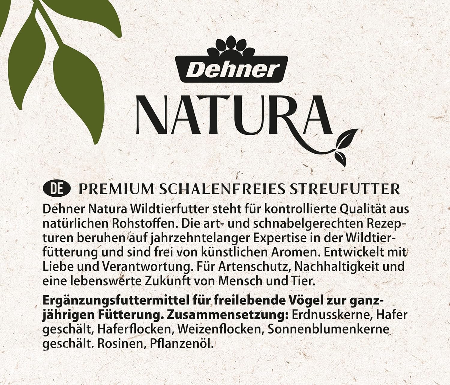 Detalle 2 de Dehner Natura Premium Wildvogelfutter – Ganzjahresfutter, schalenfrei, 10 kg