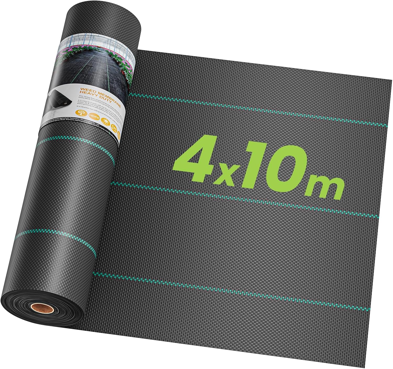 OUNUO telo pacciamatura anti erbacce 4m x 10m (90 g/m²) permeabile all’acqua