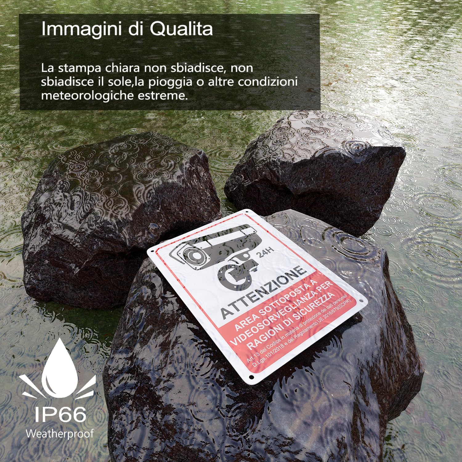 Thumbnail 4 de REIGY cartello area videosorvegliata in alluminio da esterno 18x25 cm, set da 2