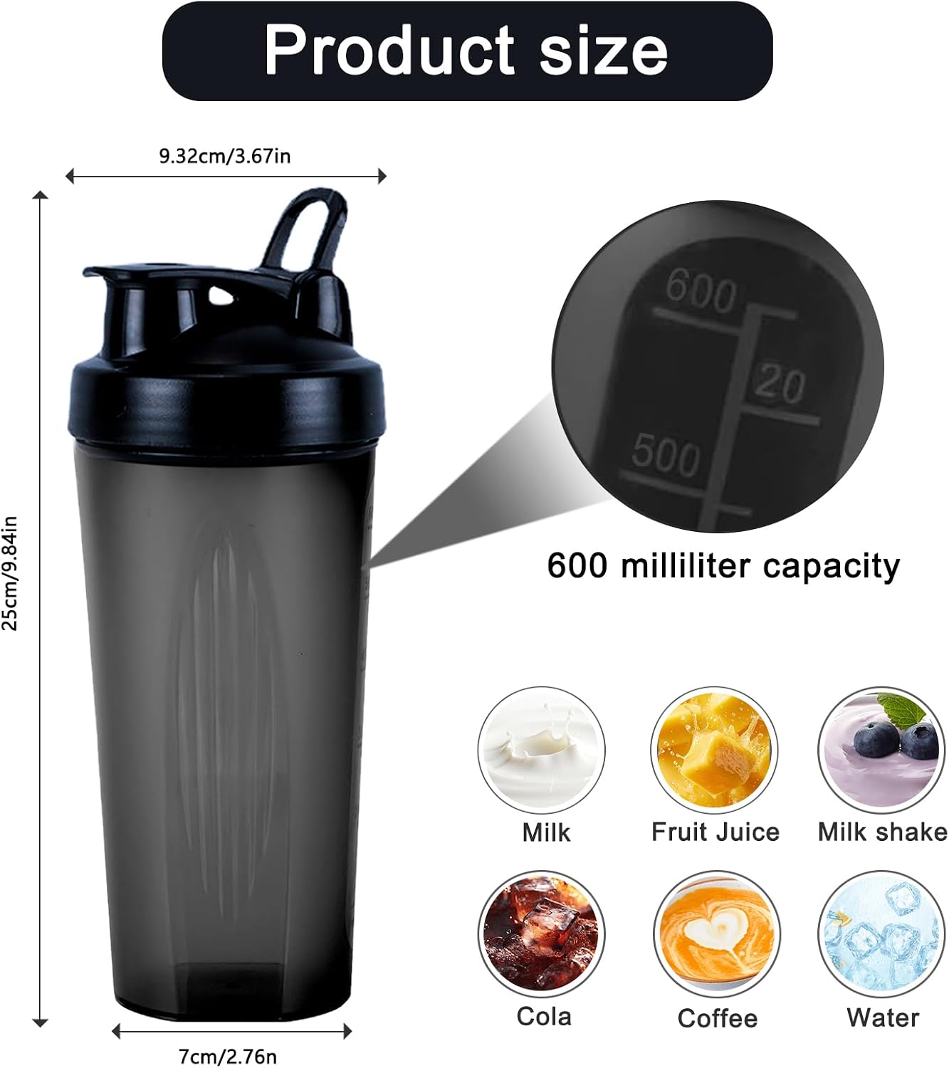Detalle 2 de Protein-Shaker 600 ml 2er Set