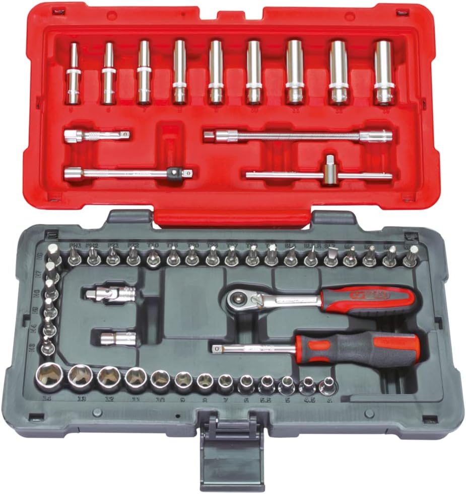 Detalle de KS Tools 922.0654 – Coffret d’outils complet 1/4", 54 pièces, finition satinée