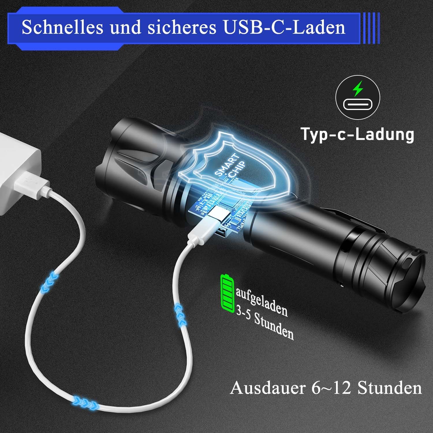 Detalle de JAY-PARK Lampe Torche LED Ultra Puissante 1 000 000 Lumens