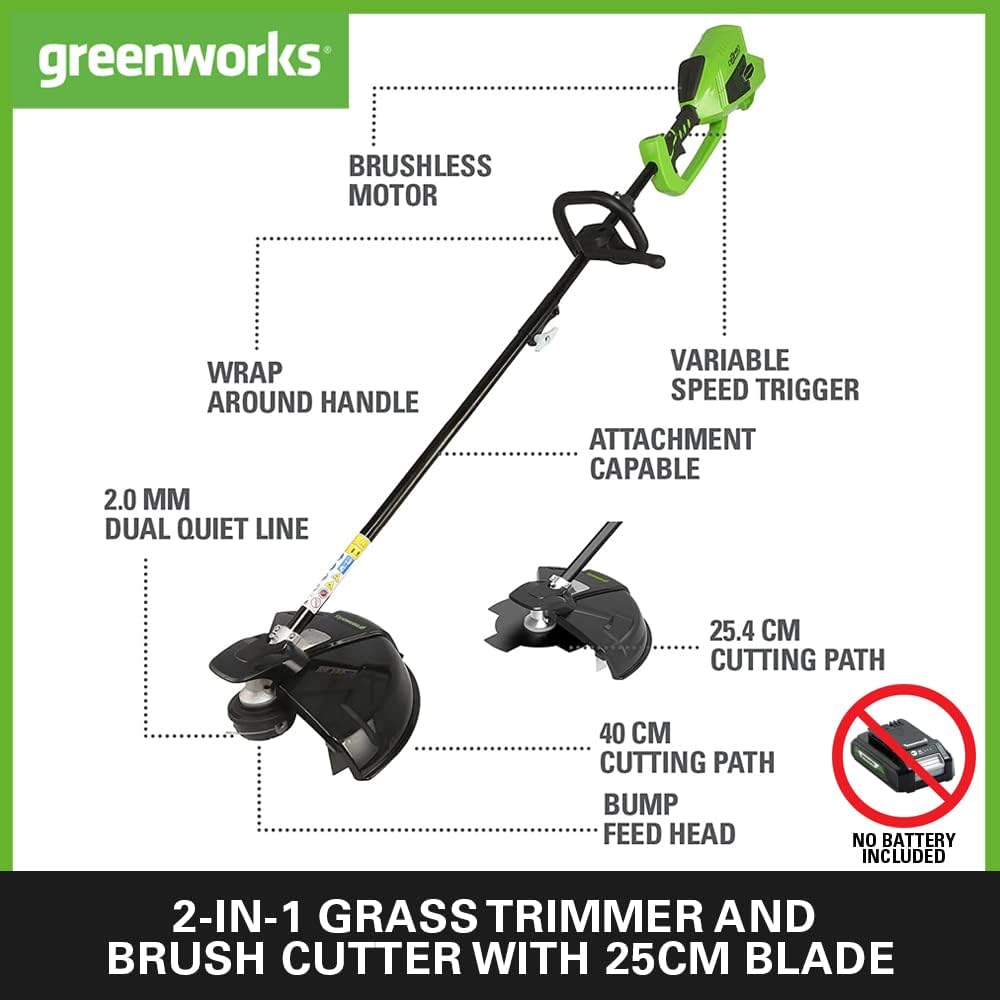 Detalle 2 de Greenworks 40V Cordless Brushcutter with Grass Trimmer 40cm Cutting Width