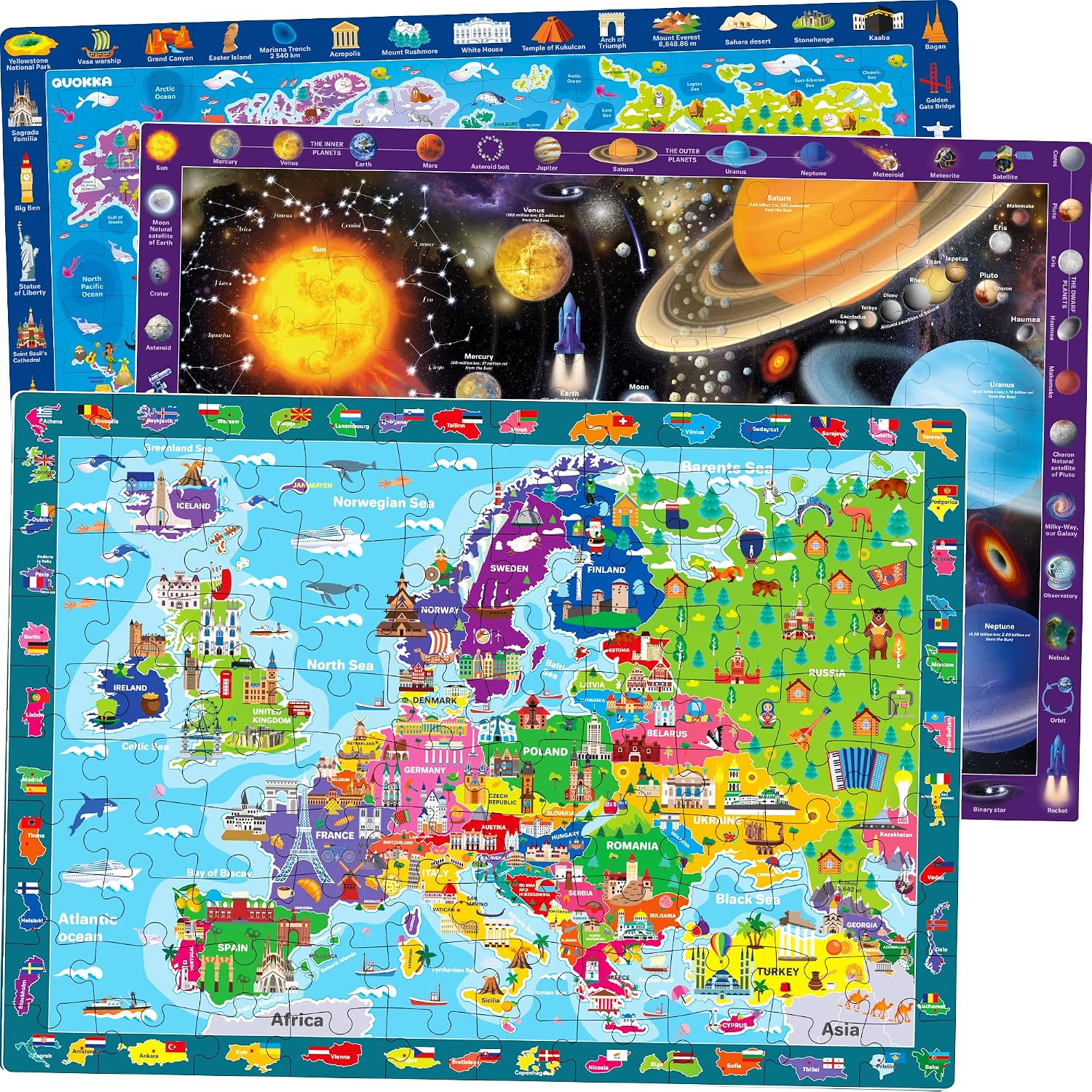 Detalle de QUOKKA Puzzle 100 Teile Weltkarte