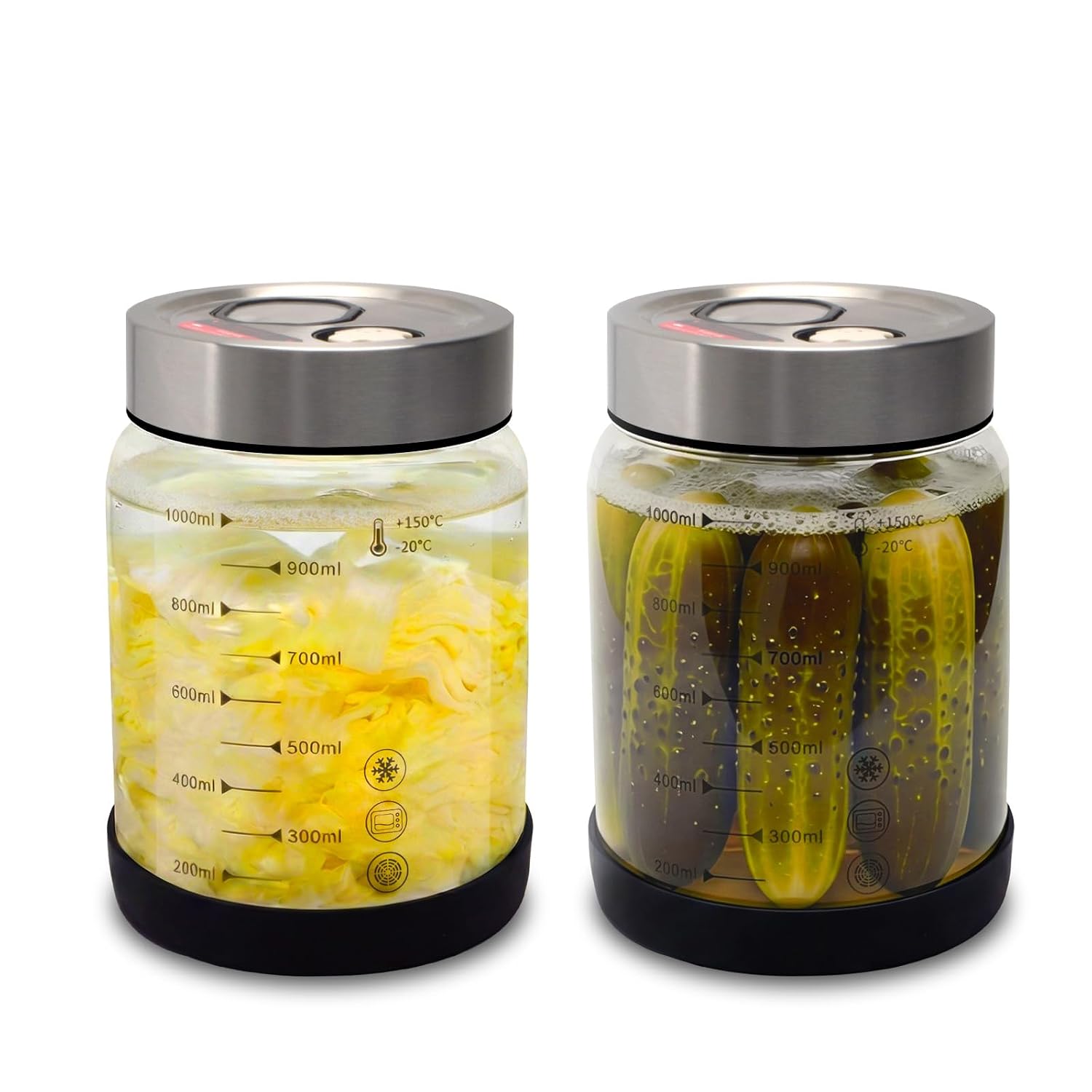 Detalle de wishfly Fermentierglas fermentatiepotten van 1 liter, set van 2 met dubbel ventiel