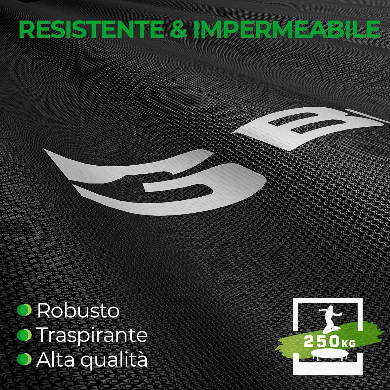 Detalle de Trampolino da interno BCAN Fitness – Ø 122 cm (disponibile Ø 102/130 cm) con maniglie regolabili, silenzioso e a basse vibrazioni