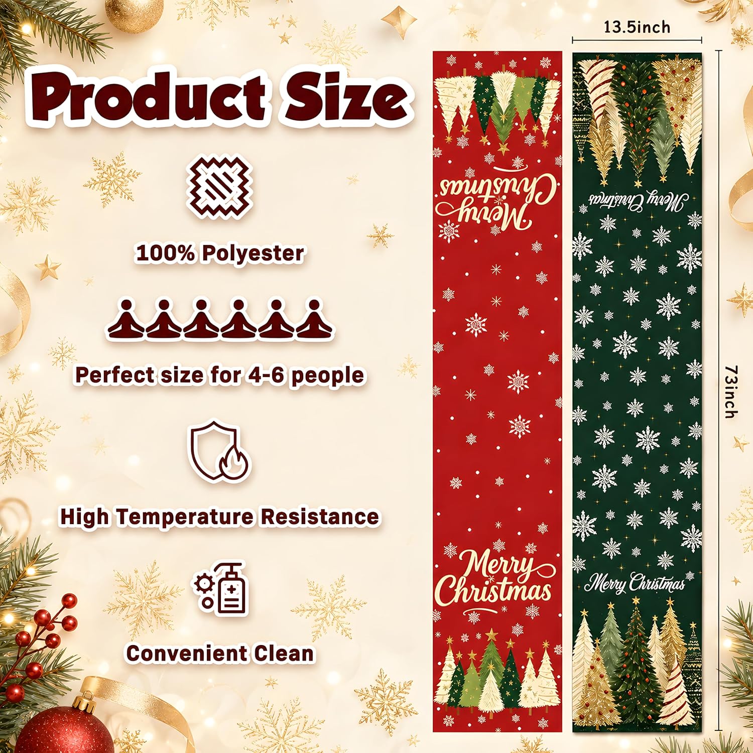 Detalle de Christmas Table Runners, 2-Pack