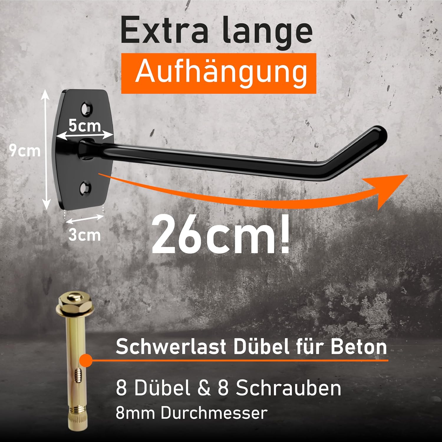 Detalle de Upgrade4cars Reifen Wandhalterung für 8 Felgen – Wandhalterung Set inkl. Schrauben & Dübel