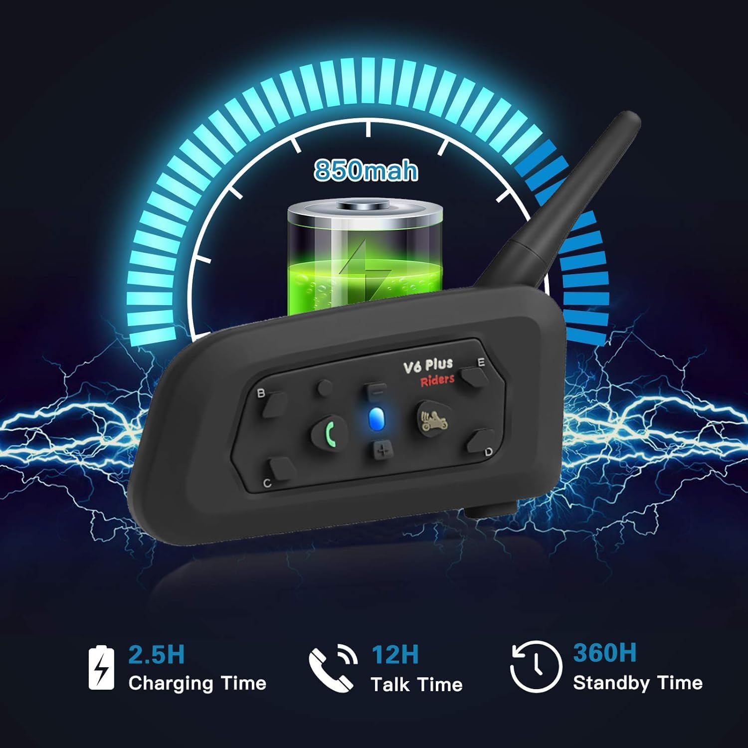 Thumbnail 5 de QSPORTPEAK V6 Plus Motorcycle Intercom Headset: 6‑Rider Bluetooth System