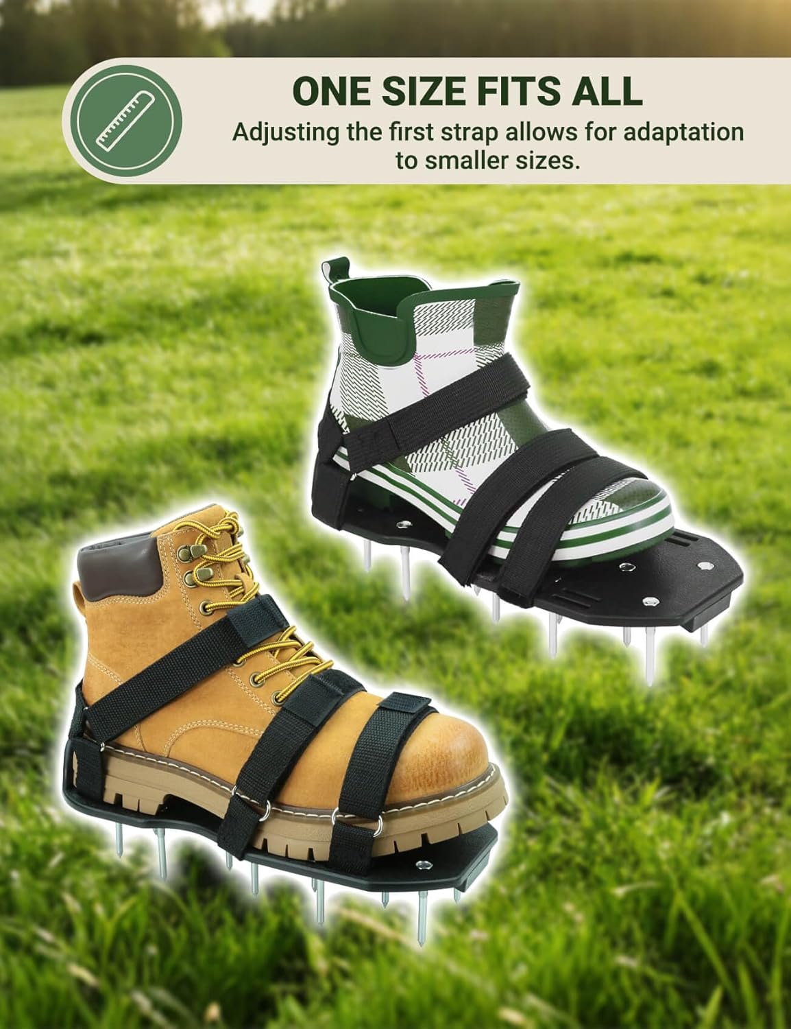 Detalle 2 de Lawn Aerator Shoes for Grass — Pre-Assembled, Heavy-Duty Spiked Sandals with Dual-Strap Fit
