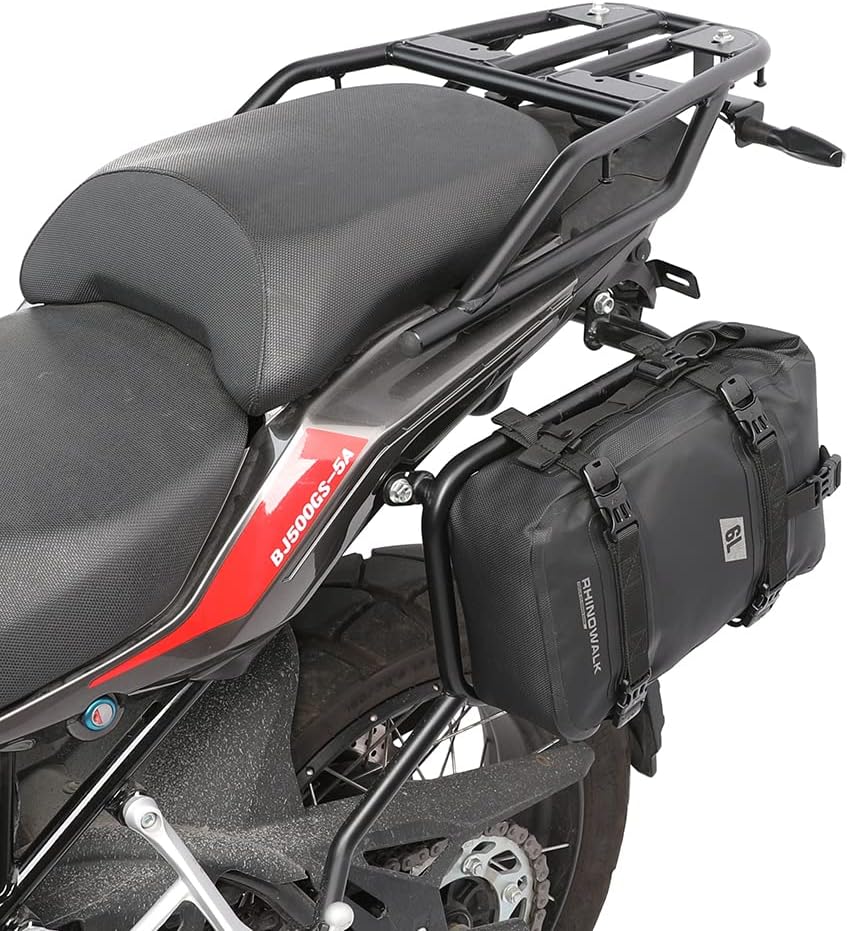 Detalle de Rhinowalk 6L Front Bumper Bag & Tail Bag for Motorcycles – Waterproof Modular Saddle Pannier (Black)