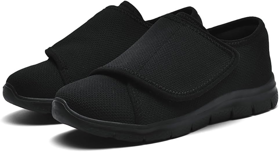 Detalle de Leichte Weit-Klett-Walkingschuhe für Diabetiker (Damen & Herren) mit atmungsaktivem Netz – rutschfeste Orthopädie-Hausschuhe/Sandalen