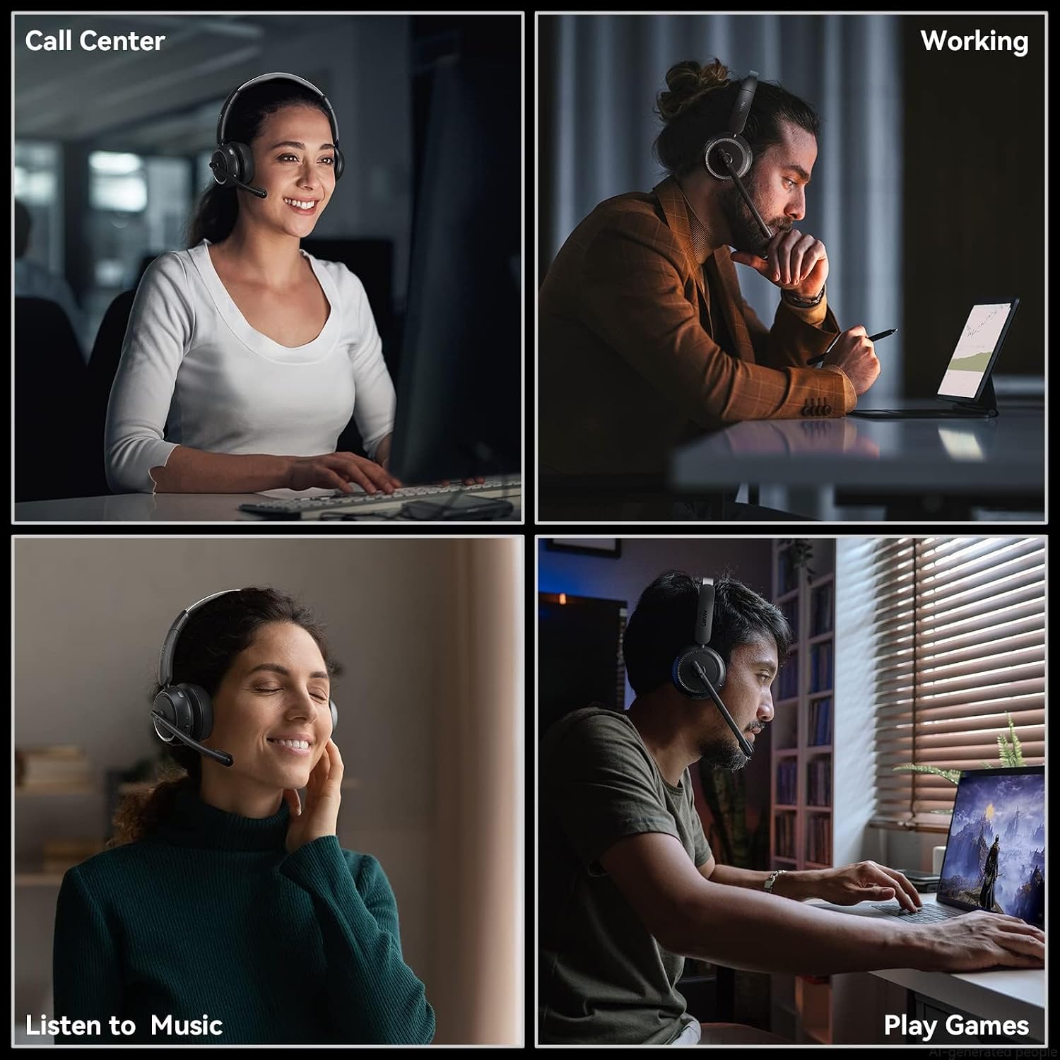 Thumbnail 6 de LEVN Wireless Headset with Mic, 65-Hour Battery Life