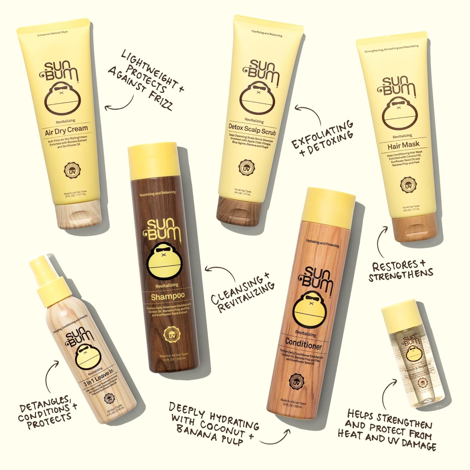 Thumbnail 3 de Sun Bum Revitalizing 3 in 1 Leave In Conditioner (Anti-Frizz Detangler) — Coconut Oil & Banana, Color Friendly, 4 oz