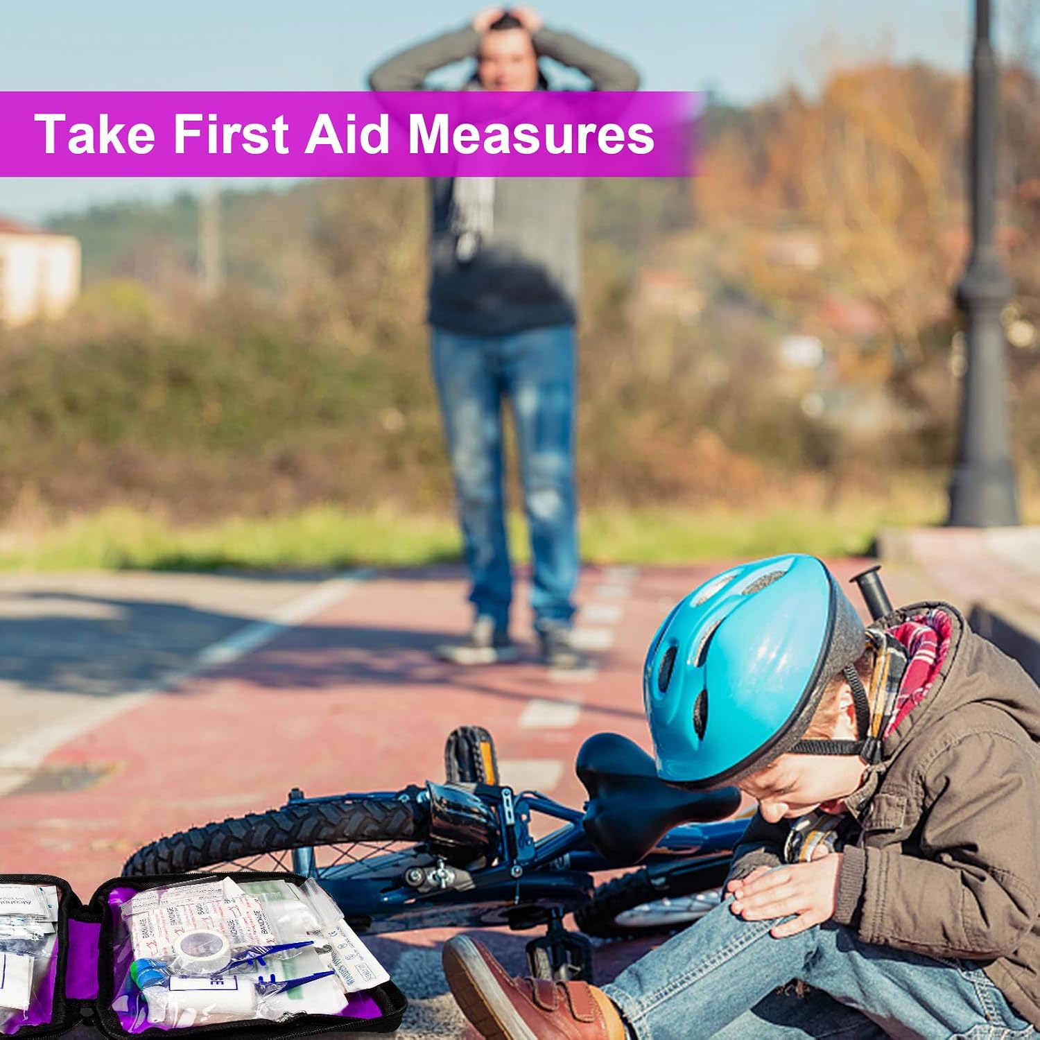 Thumbnail 3 de 1st Aid 300-Piece First Aid Kit, Purple Portable Case with Compartments