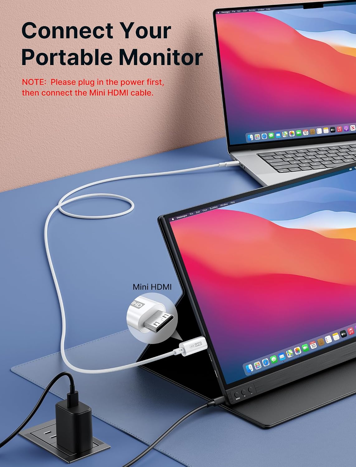Detalle 2 de JSAUX USB C to Mini HDMI Cable 10FT