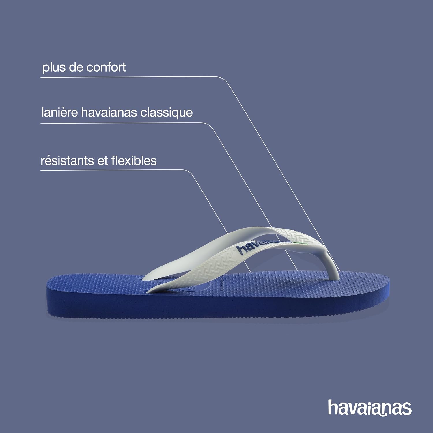 Detalle de Havaianas Femme Hav.Slim : des sandales tongs bleu marine au confort au quotidien