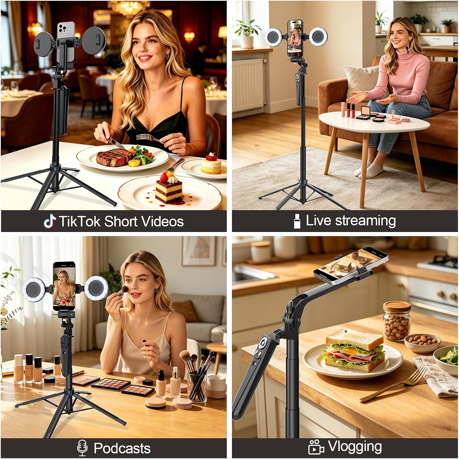 Thumbnail 5 de Tripod for iPhone with Light and Remote: 71" Auto Face Tracking Video Kit