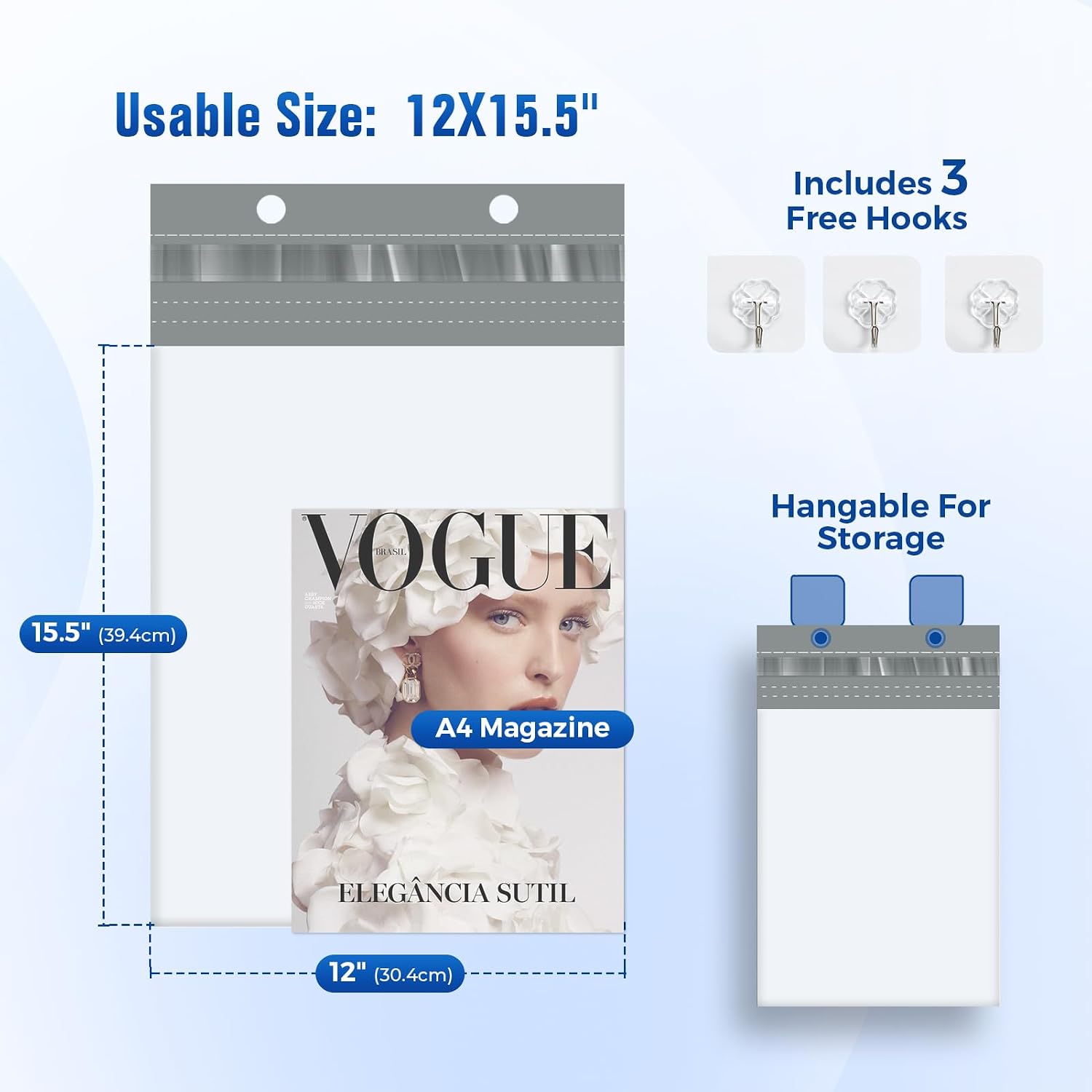 Thumbnail 1 de Fuxury 12x15.5 Poly Mailers, 100-Count Self-Seal Bags with Tear Strip