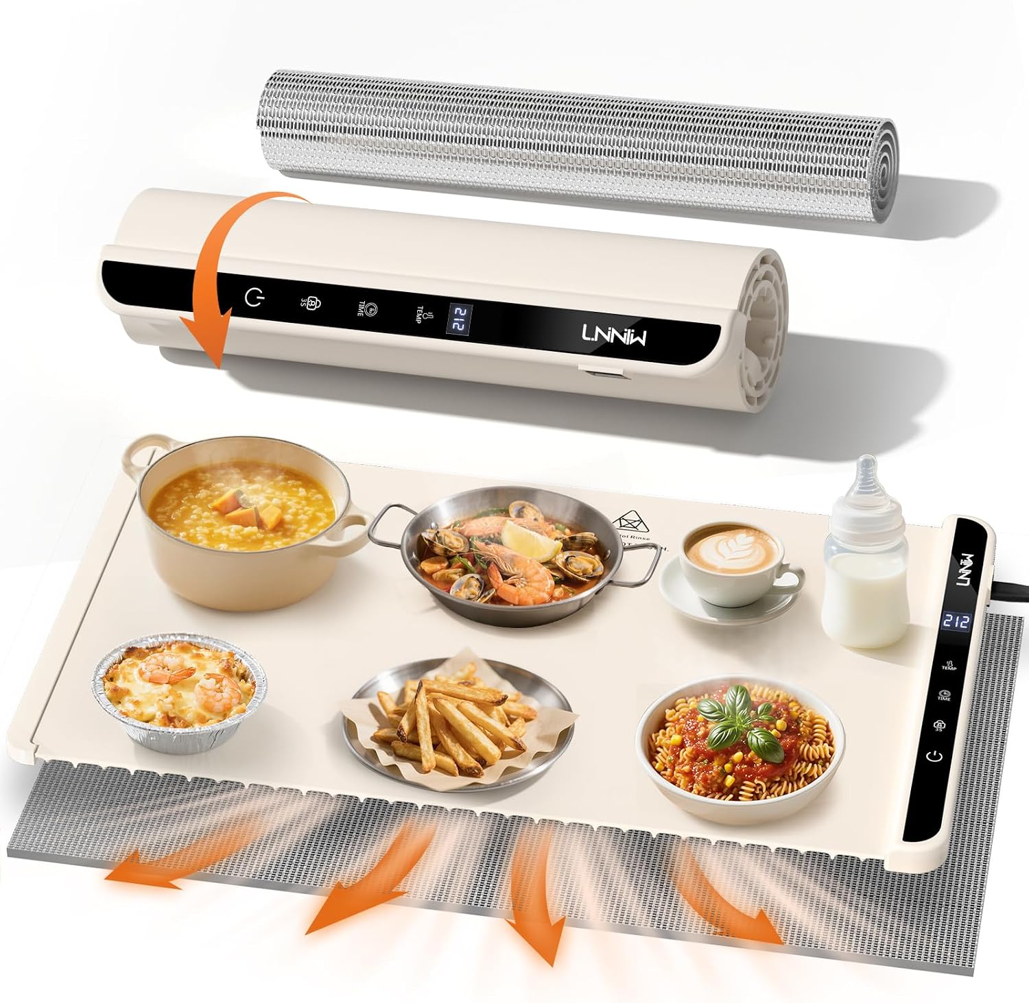 Detalle de Food Warming Mat with Heat-Resistant Pad (26x15 in) – 6 Temperature & 6 Timer Settings