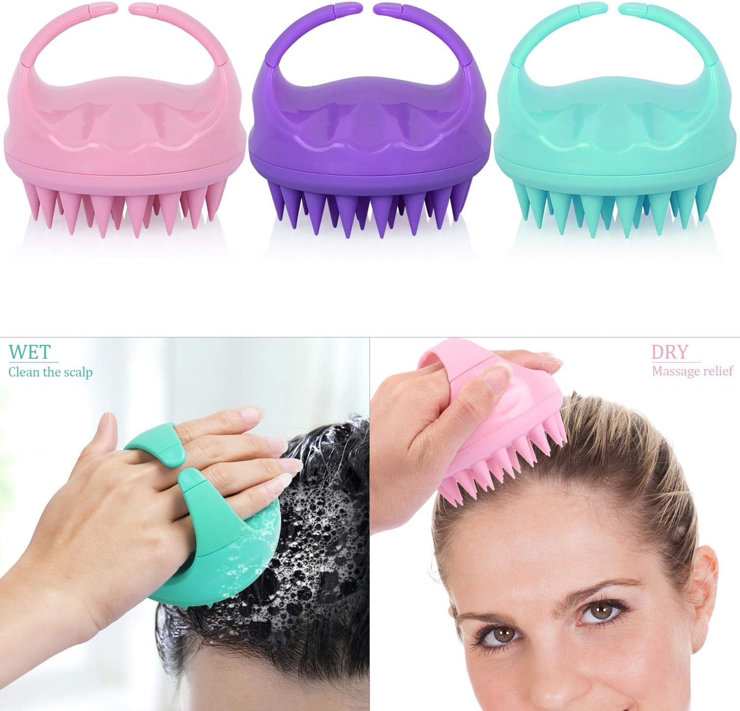 Thumbnail 5 de BTYMS 206183 Silicone Scalp Massager Brush Set, 3-Pack for Shampooing