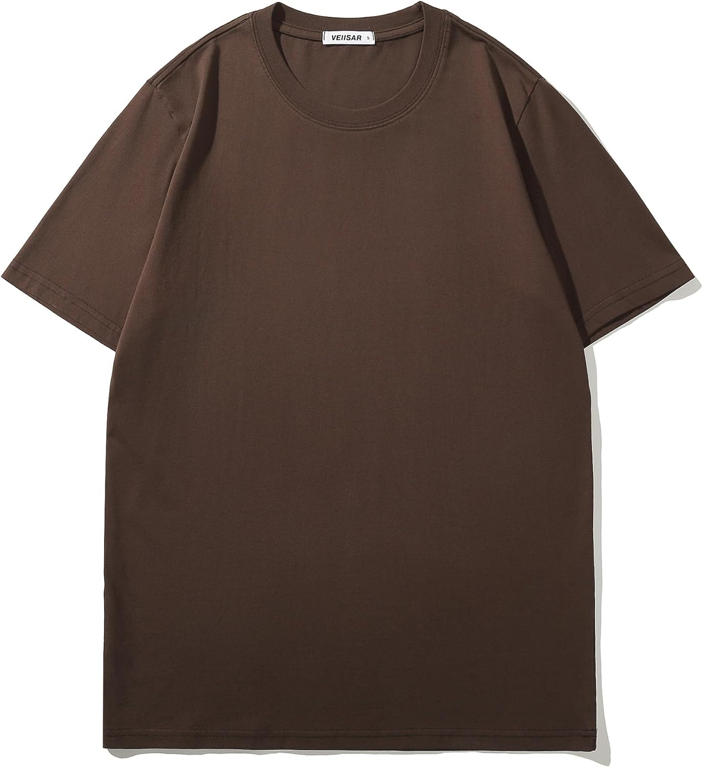 Detalle de VEIISAR Herren T-Shirt 210 GSM – 100% Baumwolle (vorgewaschen), klassisches Basic in Uni-Farbe