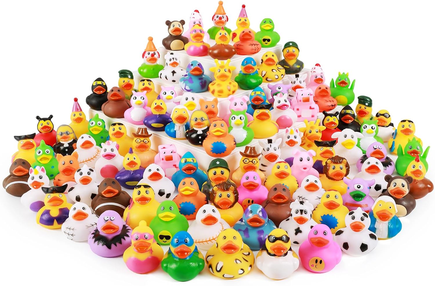 XY-WQ Rubber Duck 150-Pack Bath Toy Assortment (2.3-Inch Ducks, 50 Varieties)