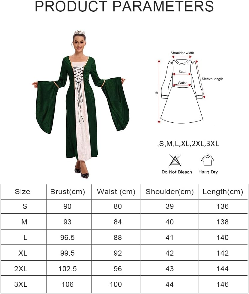 Thumbnail 4 de Vestido medieval verde 2XL Feynman