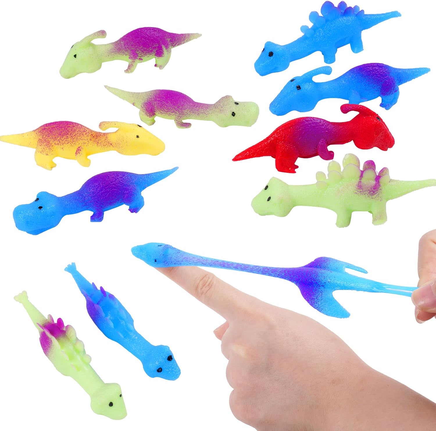 Detalle de Ainiv dinosaurus-katapultvingerspeelgoed, set van 10 in TPR