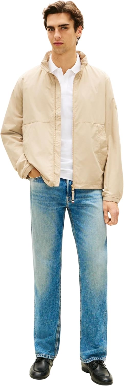 Detalle de Tommy Hilfiger Men’s Branded Jacket with Zip – Practical windbreaker for everyday wear
