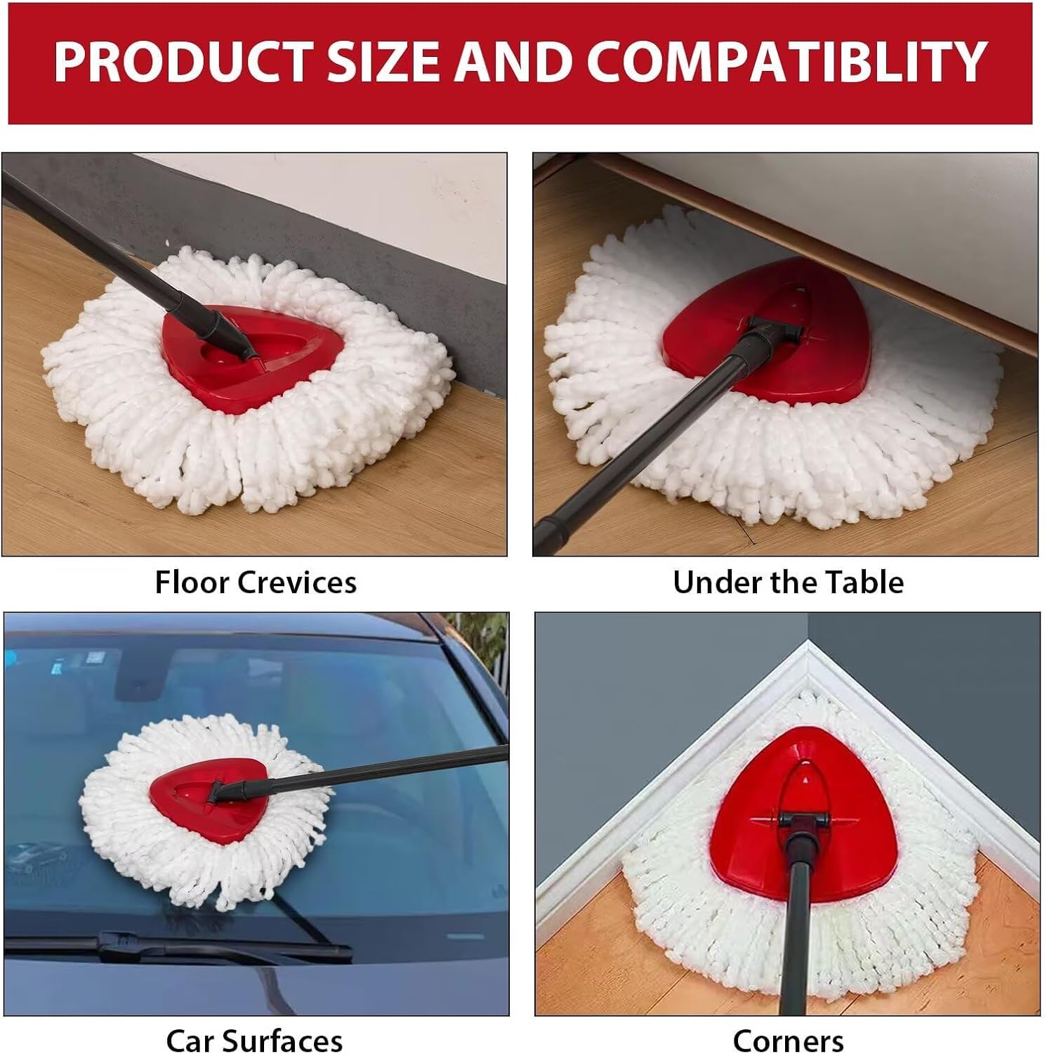 Thumbnail 3 de YUAKOU 4-Pack Mop Replacement Heads, White Microfiber for EasyWring Spin Mops