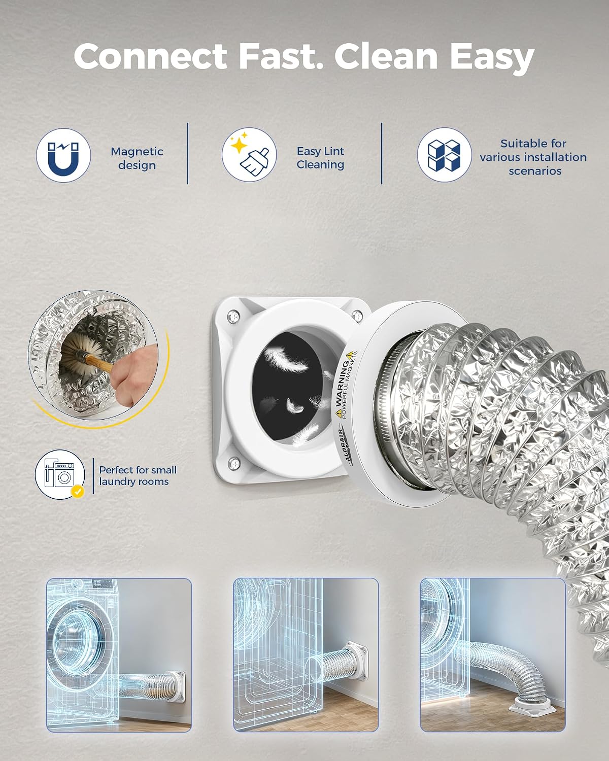 Detalle de ALORAIR DV180 Magnetic Dryer Vent Connector Kit with 4-Inch Hose
