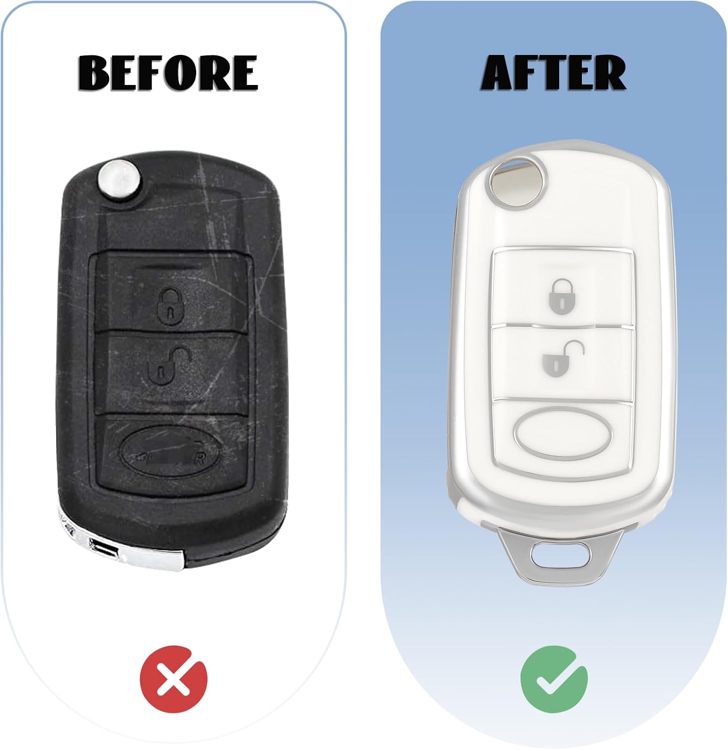 Thumbnail 3 de OFF WE GO car key cover case (TPU) for Land Rover Range Rover Sport, LR3 and Discovery 3 – White Silver