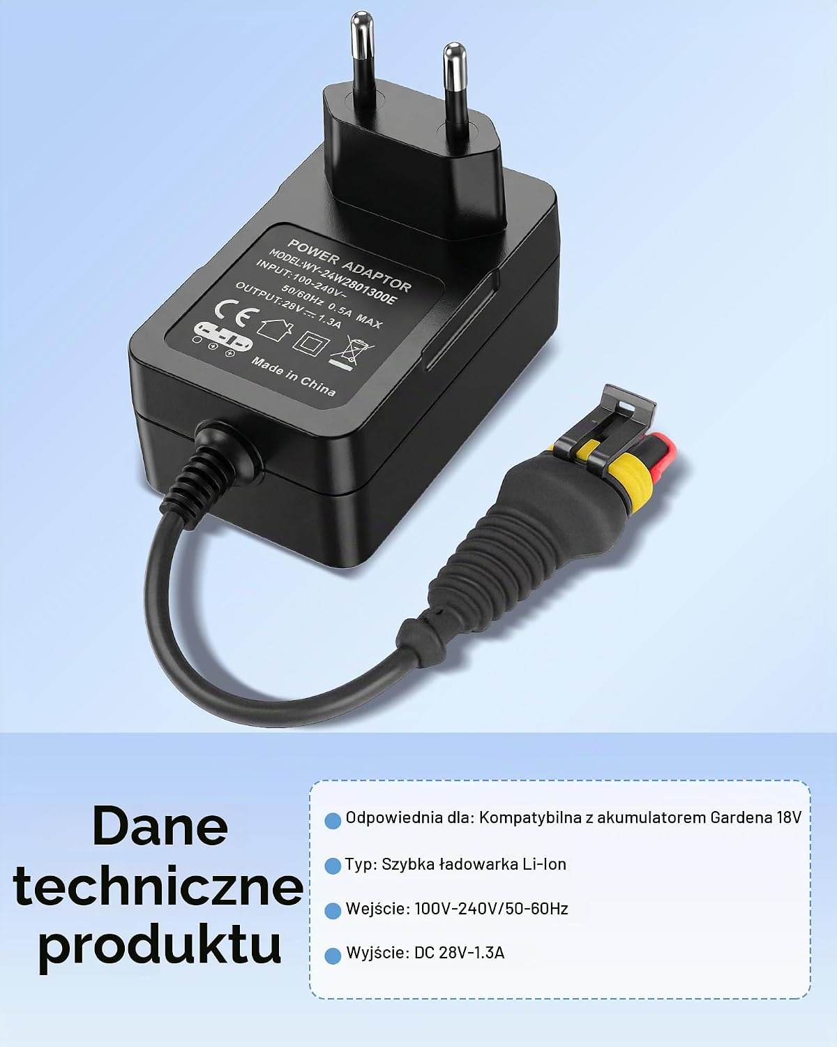 Detalle de Binamao 260800 – zasilacz 28 V 1,3 A do robotów koszących Husqvarna i Gardena