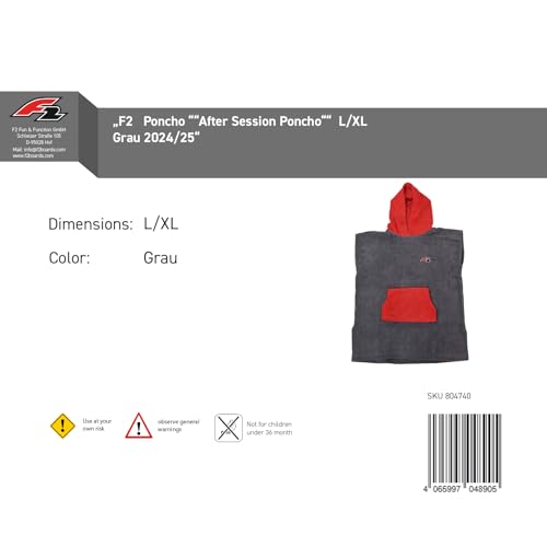 Thumbnail 5 de F2 Frottee-Poncho L/XL aus Baumwolle, grau – Surf- und Badeponcho