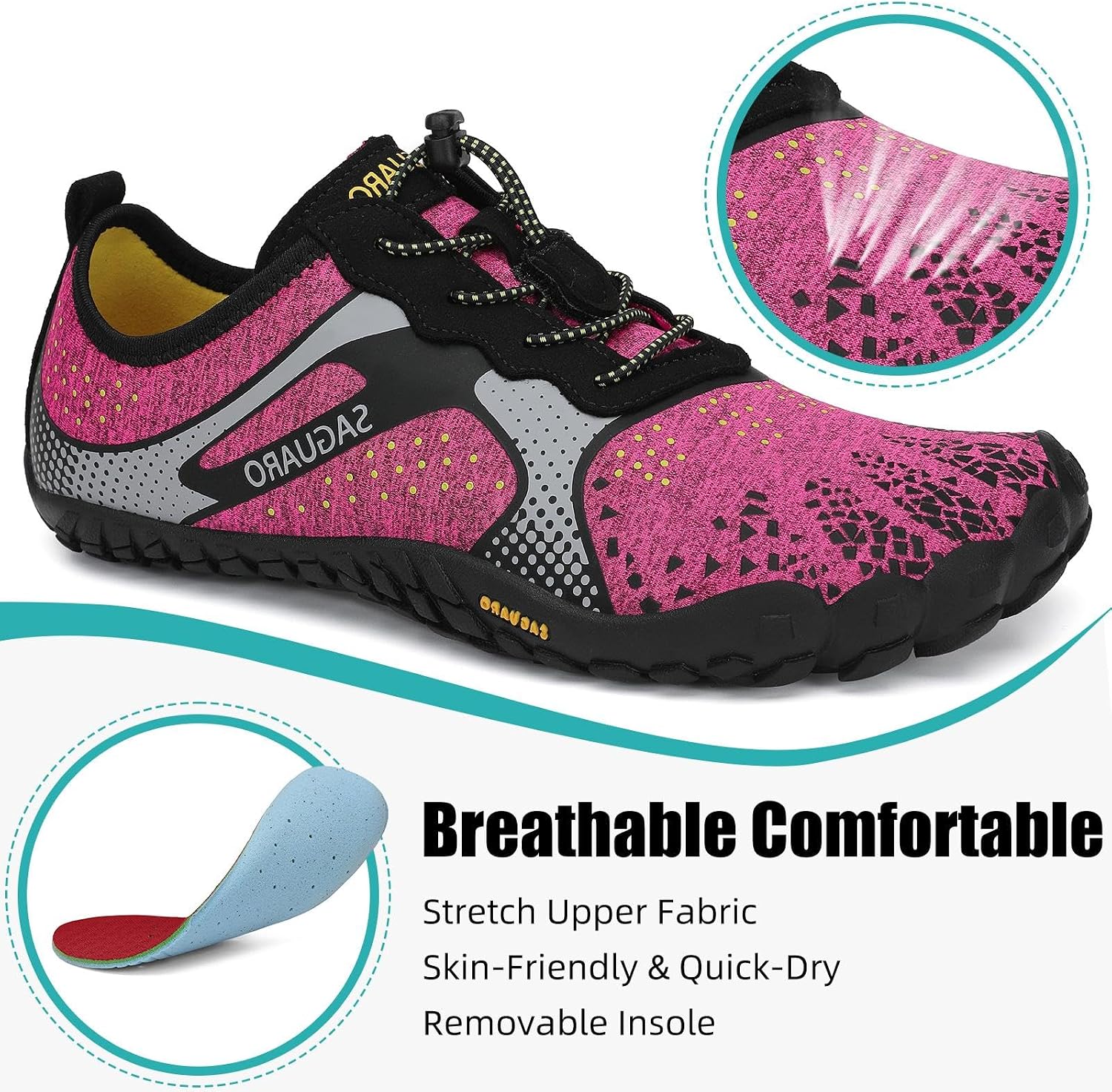 Detalle de SAGUARO Barefoot Shoes: Wide Toe Box Minimalist Trail Runner with Zero Drop