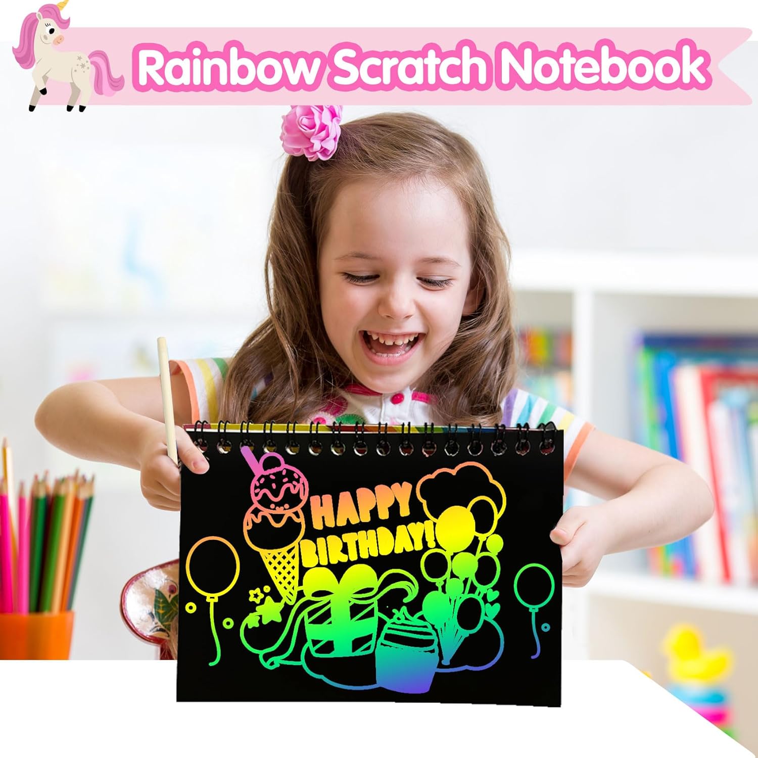 Thumbnail 2 de ZMLM Scratch Art Bambini, Set 24 Libri Regalo con Stilo in Legno e Accessori per Bomboniere