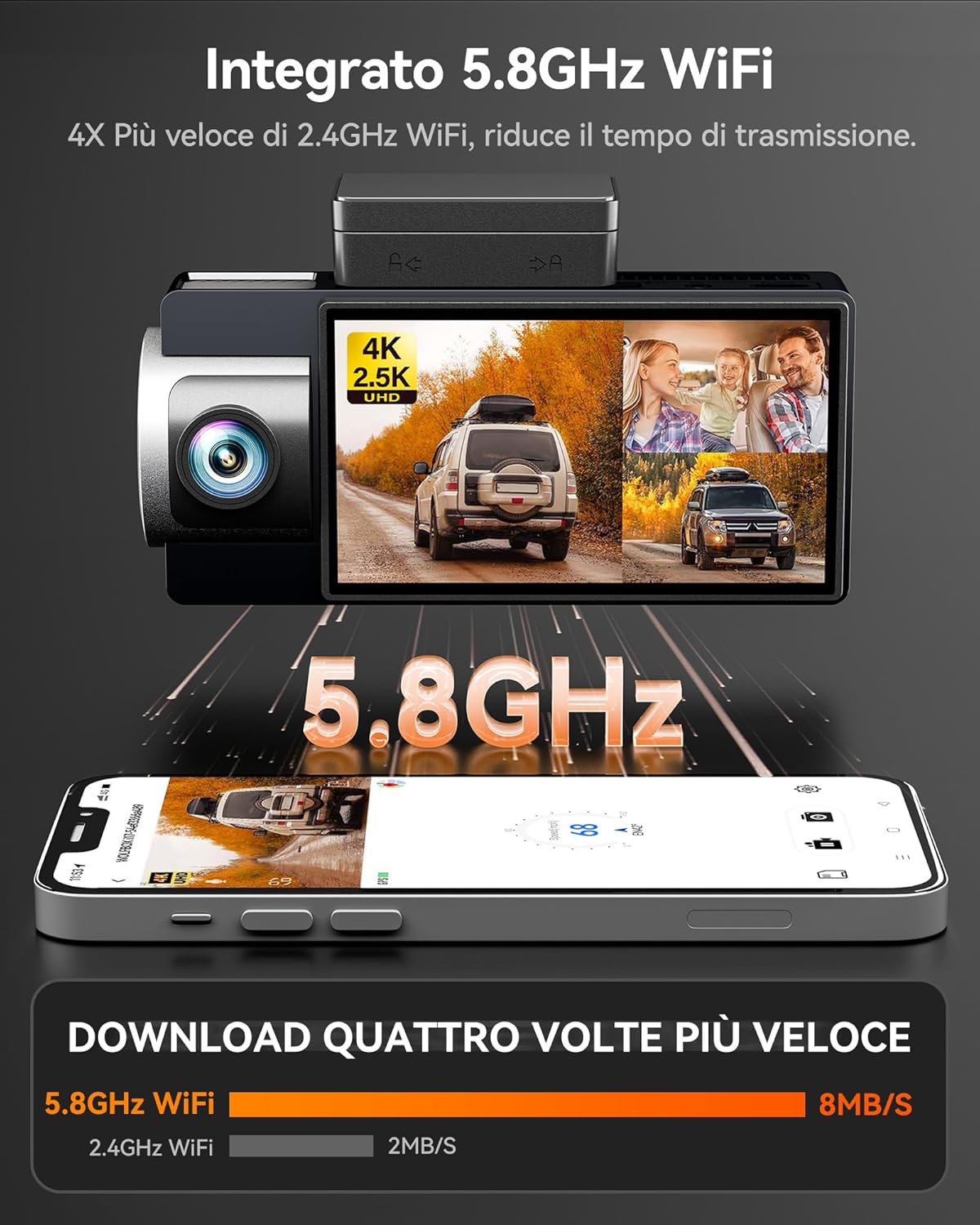 Thumbnail 2 de WOLFBOX i17 Dash cam 4K 3 canali con GPS e 64GB