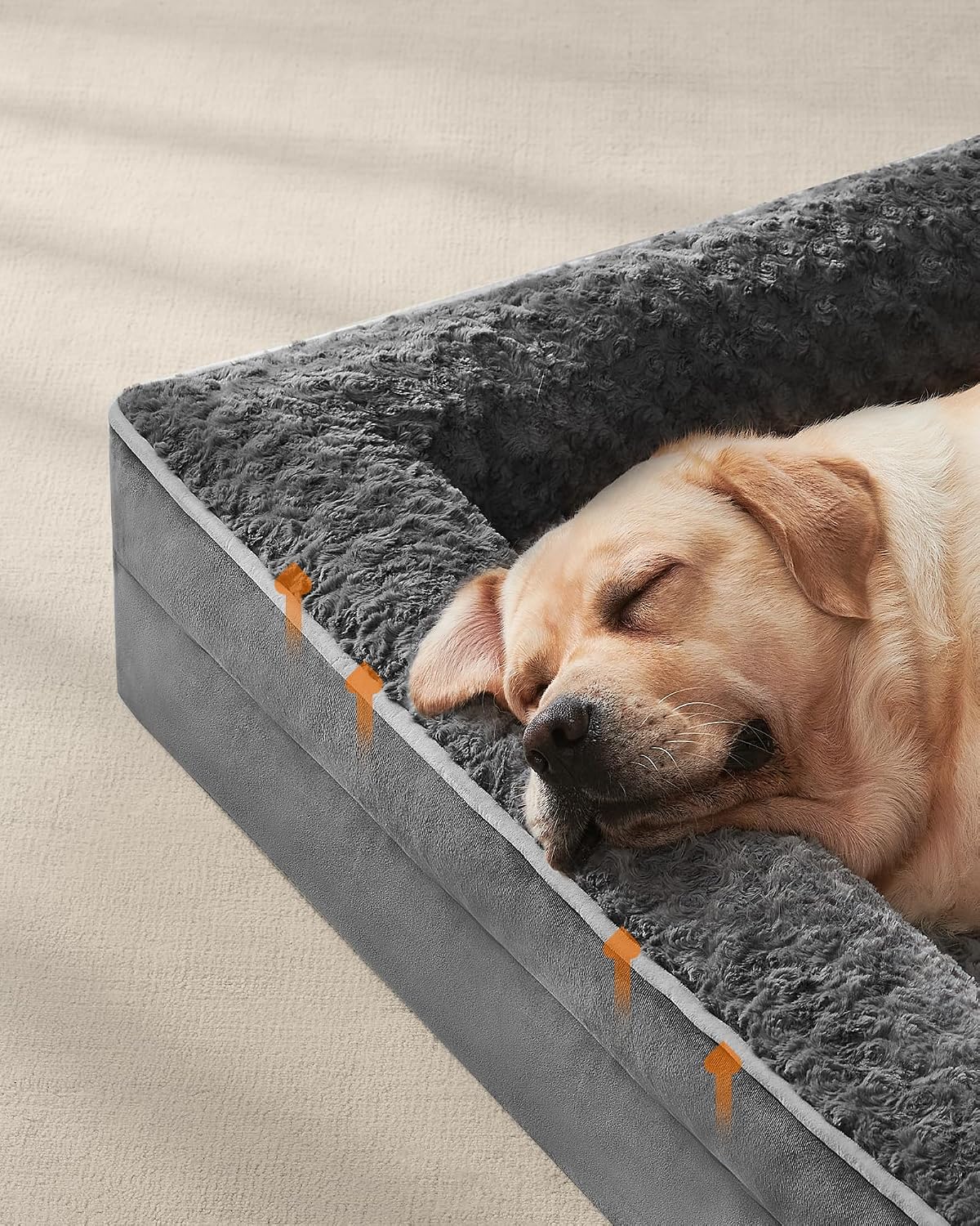 Detalle 2 de Feandrea Orthopedic Dog Bed for Large Dogs with Memory Foam and Waterproof Liner (122 x 89 x 18 cm)