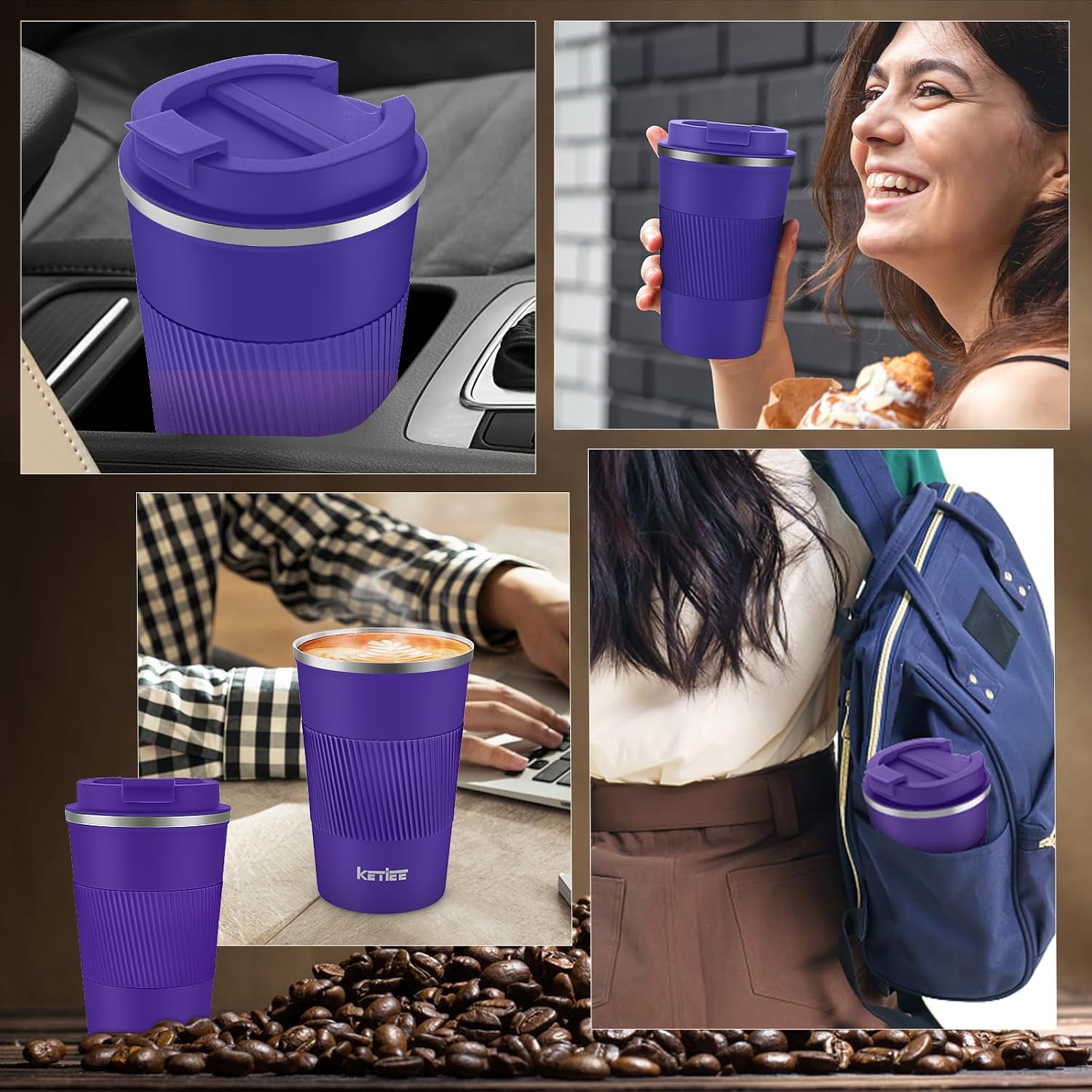 Thumbnail 3 de KETIEE Travel Mug Insulated 380ml Deep Purple review